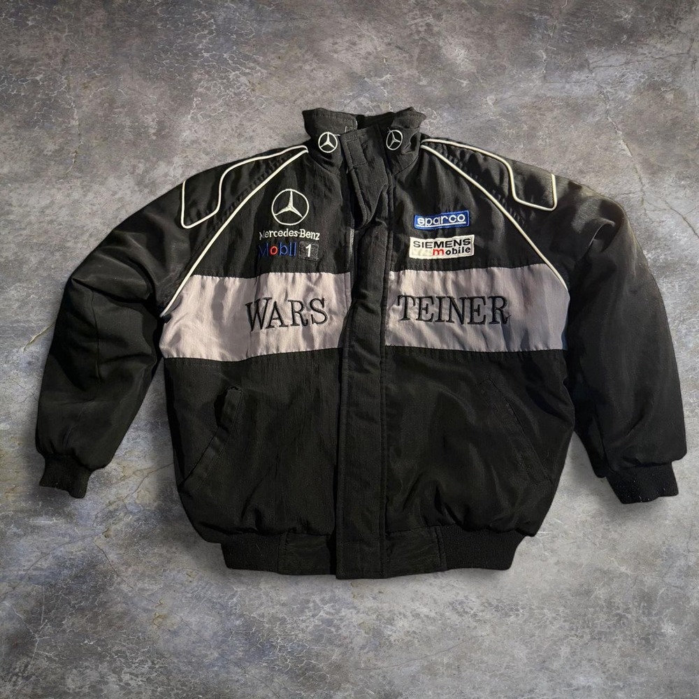 Vintage McLaren Mercedes Benz Racing Bomber Jacket Black Gray F1 Motorsport L